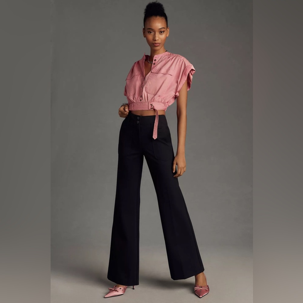 The Naomi Ponte Wide-Leg Flare Pants by Maeve